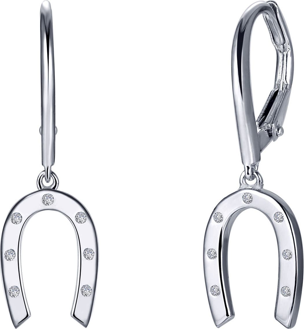 Silver plated horseshoe drop earrings